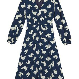 Cat Print Midi Dress Sz 14